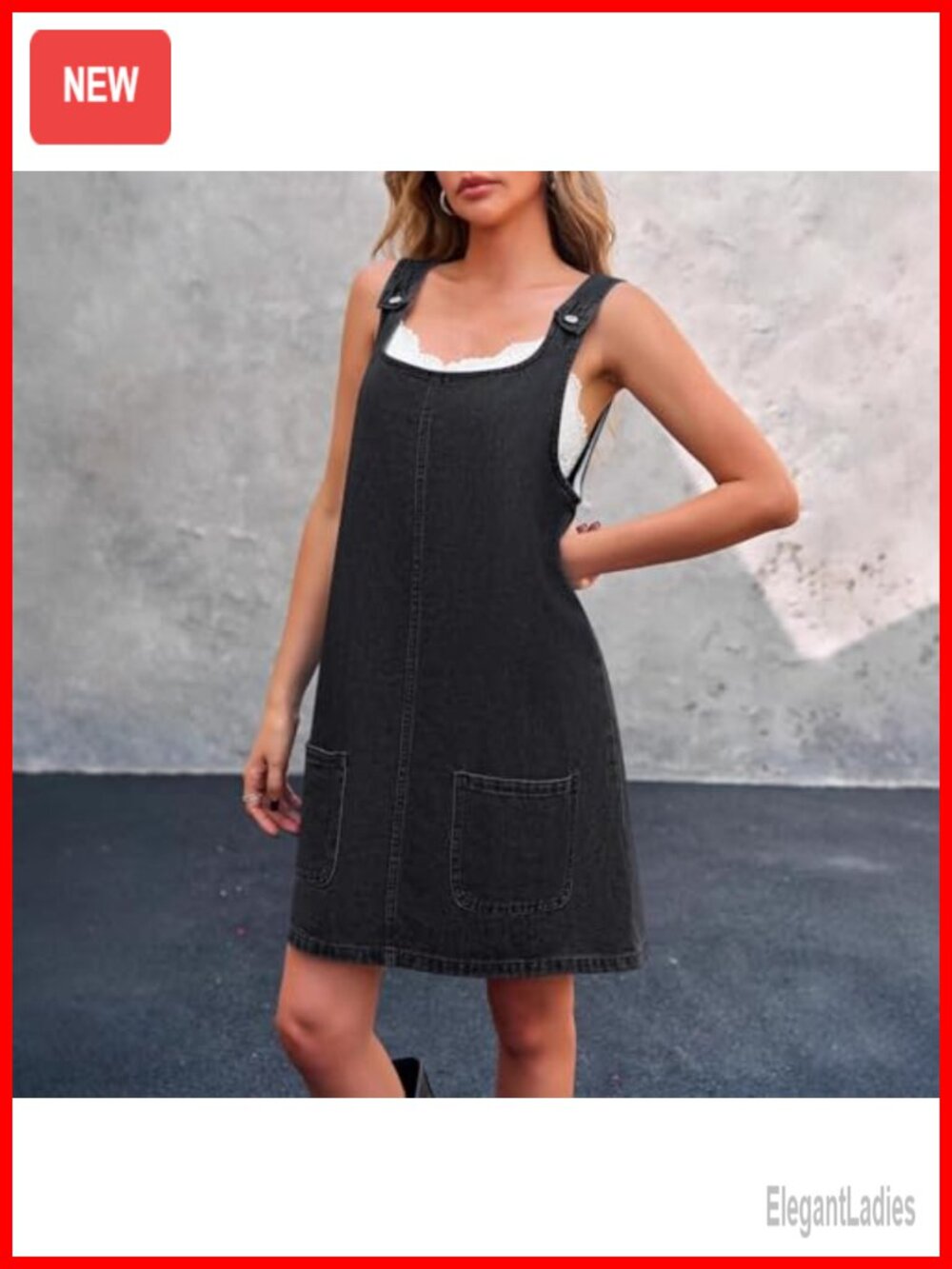 Sleeveless Jean Dress Crewneck Vintage Loose Fit Denim Overall Pockets